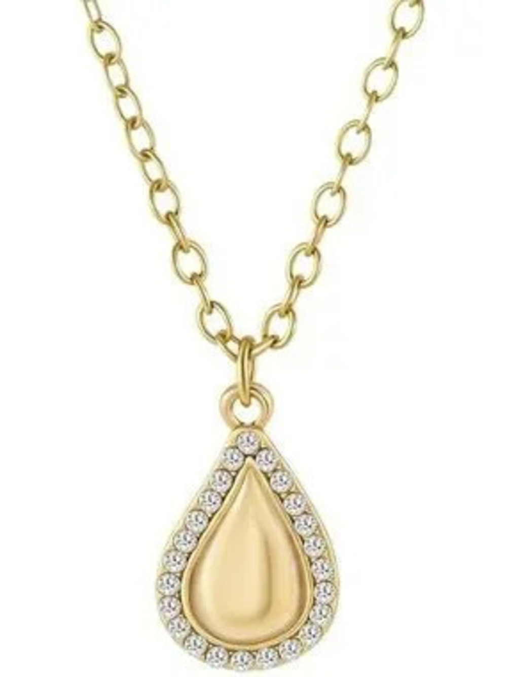 Anthropologie Gold Teardrop Pendant Necklace with Crystal Trim